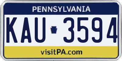 PA license plate KAU3594