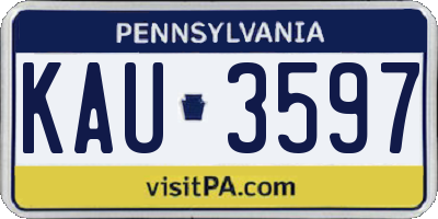 PA license plate KAU3597