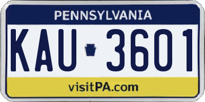 PA license plate KAU3601