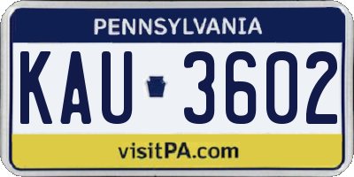 PA license plate KAU3602