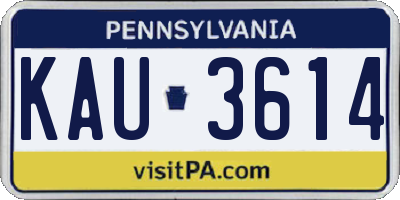 PA license plate KAU3614