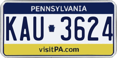 PA license plate KAU3624