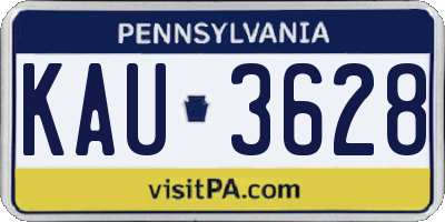 PA license plate KAU3628