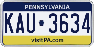 PA license plate KAU3634
