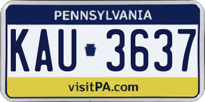 PA license plate KAU3637