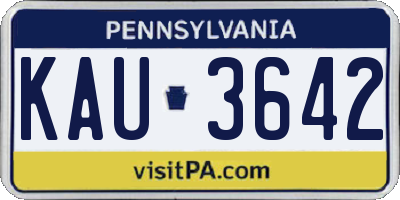 PA license plate KAU3642