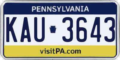 PA license plate KAU3643