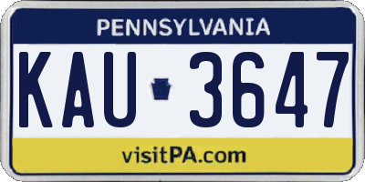 PA license plate KAU3647