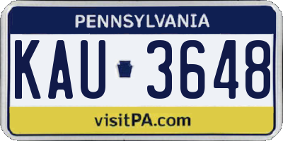 PA license plate KAU3648