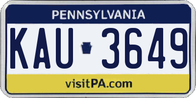 PA license plate KAU3649
