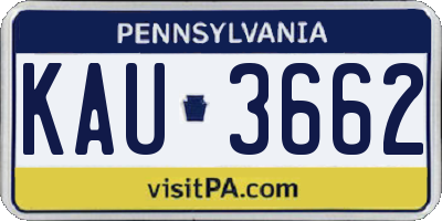 PA license plate KAU3662