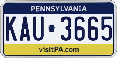 PA license plate KAU3665