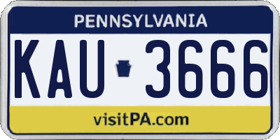 PA license plate KAU3666
