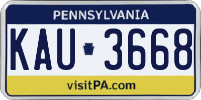 PA license plate KAU3668
