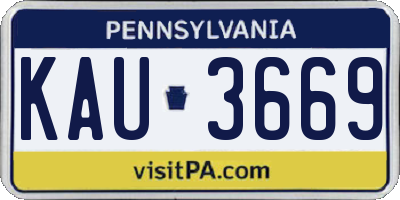 PA license plate KAU3669