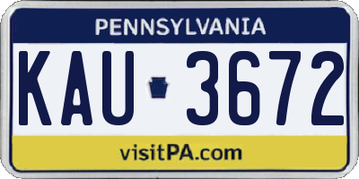 PA license plate KAU3672
