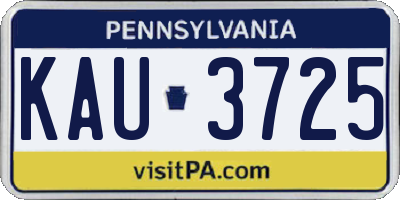 PA license plate KAU3725