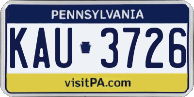 PA license plate KAU3726