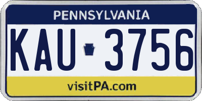 PA license plate KAU3756