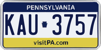 PA license plate KAU3757