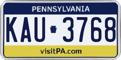 PA license plate KAU3768