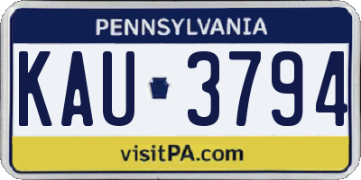 PA license plate KAU3794