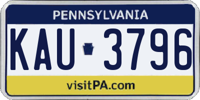 PA license plate KAU3796