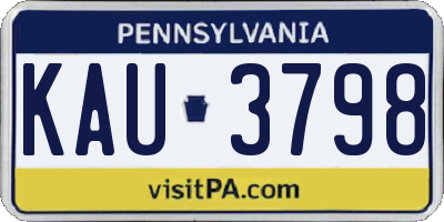 PA license plate KAU3798