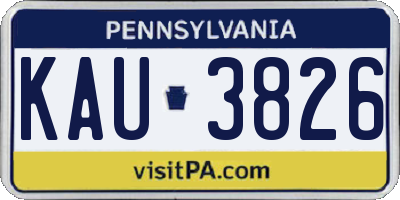 PA license plate KAU3826
