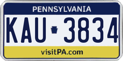 PA license plate KAU3834