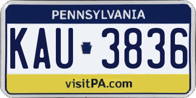 PA license plate KAU3836