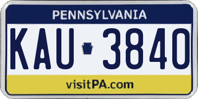 PA license plate KAU3840
