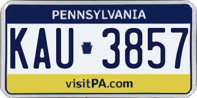 PA license plate KAU3857