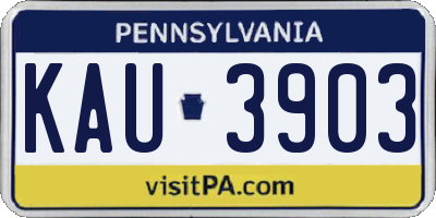PA license plate KAU3903