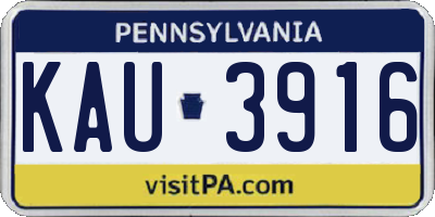 PA license plate KAU3916