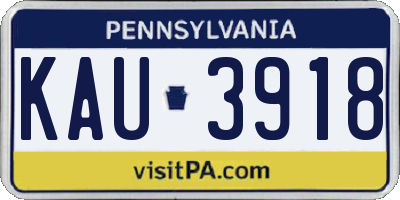 PA license plate KAU3918