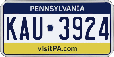 PA license plate KAU3924