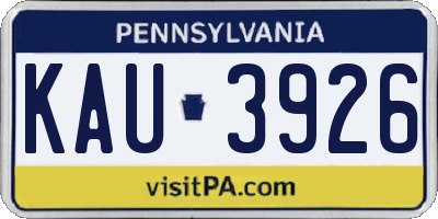PA license plate KAU3926