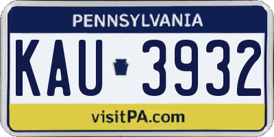 PA license plate KAU3932