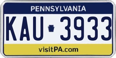 PA license plate KAU3933