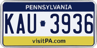 PA license plate KAU3936