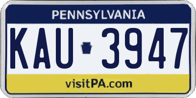 PA license plate KAU3947
