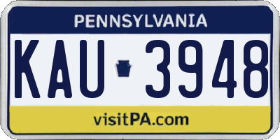 PA license plate KAU3948