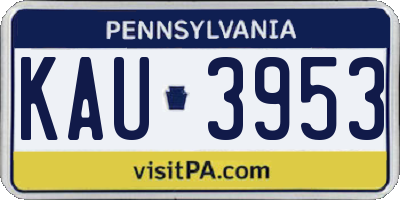 PA license plate KAU3953