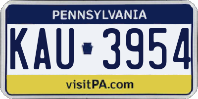 PA license plate KAU3954