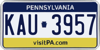 PA license plate KAU3957