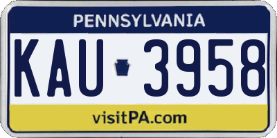 PA license plate KAU3958