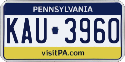 PA license plate KAU3960