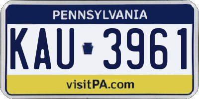 PA license plate KAU3961