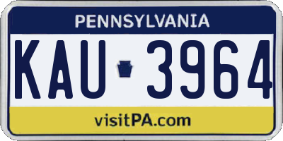 PA license plate KAU3964
